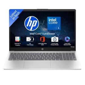 Click to see full view  Ask Rufus  Does it have a backlit keyboard?   Can it run intensive apps?   Does it come with Microsoft Office?   Ask something else HP 15, Intel Core 5-120U (16GB DDR4, 512GB SSD) FHD, Anti-Glare, Micro-Edge, 15.6''/39.6cm, Win11, M365 Basic(1yr), Office Home24, Silver,1.59kg, fd0682tu, FHD Camera w/Shutter, BL Laptop